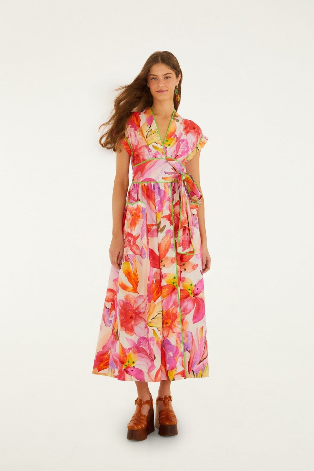 Multicolor Artsy Flora Belted Maxi Dress FarmRio US