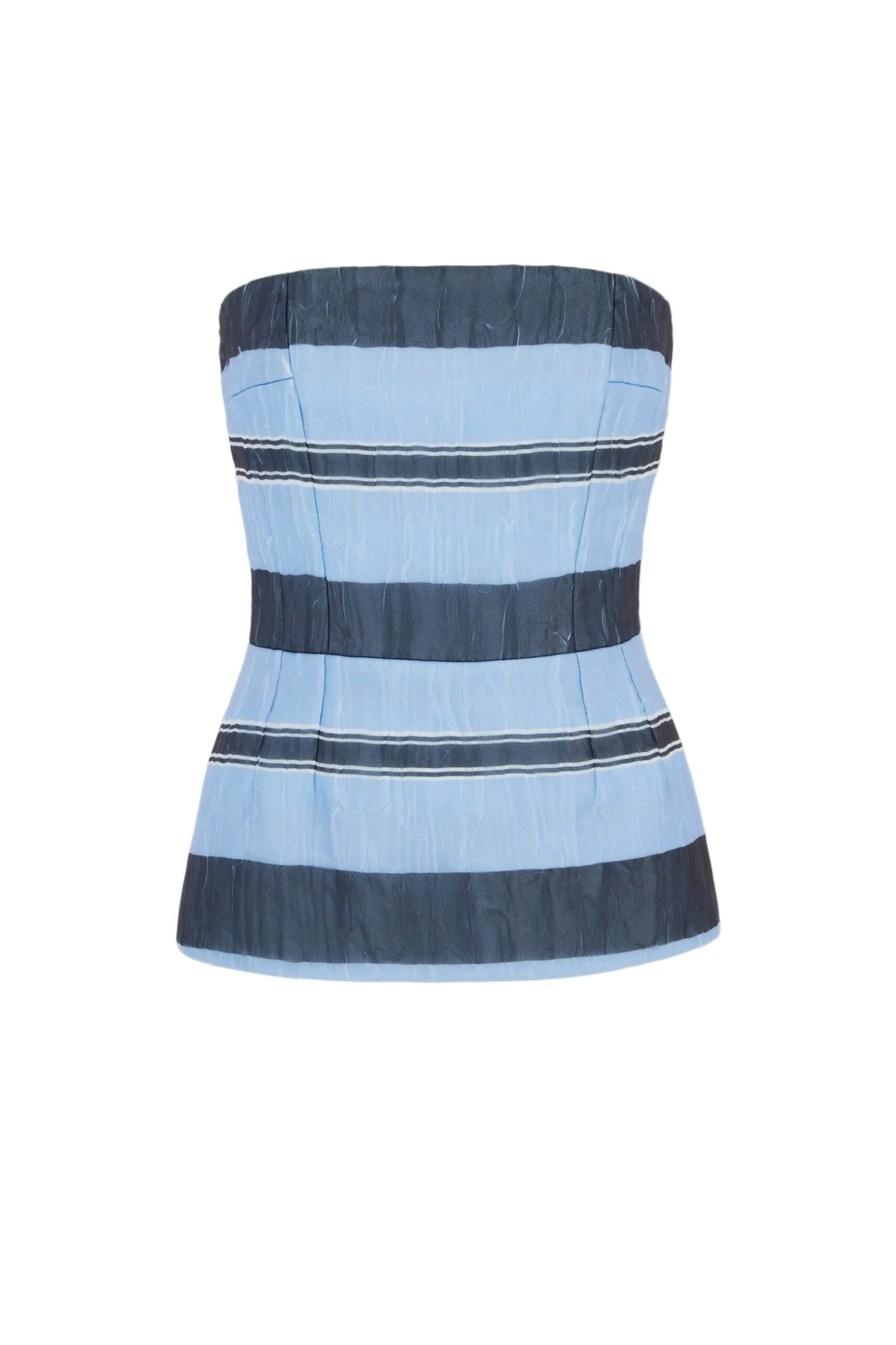 Munveen Top in Blue & Black Striped Textured Organza Emilia Wickstead