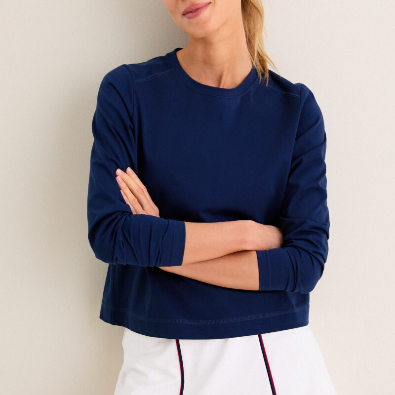 Navy Long Sleeve Performance Cotton Sasha Tee Tnuck Sport