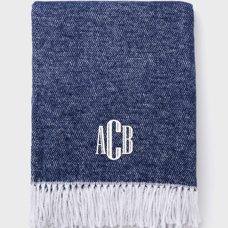 Navy Pezzo Throw Matouk
