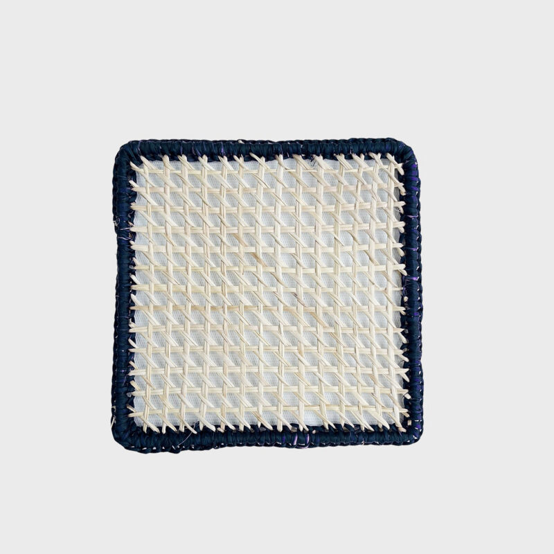 Navy Square Rattan Coasters Coro Cora