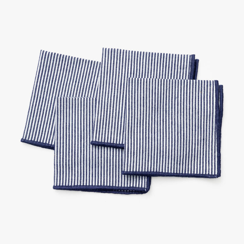 Navy Striped Cocktail Napkins (Set of 4) McGee & Co