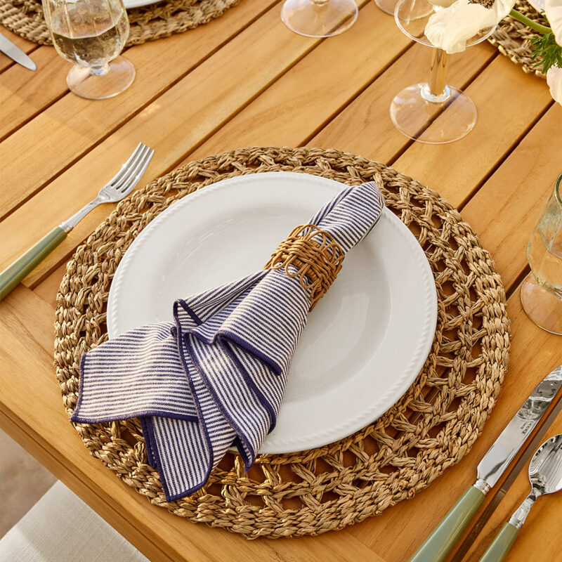 Navy Striped Napkins (Set of 4) McGee & Co