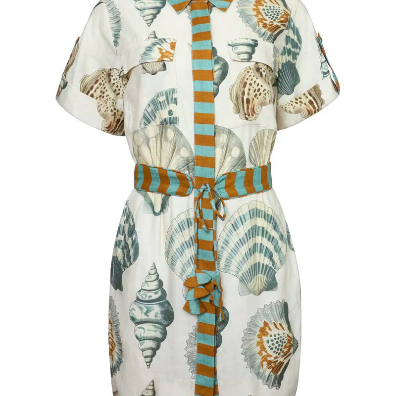 Nicole Dress in Somers Shell Cream Hunter bell