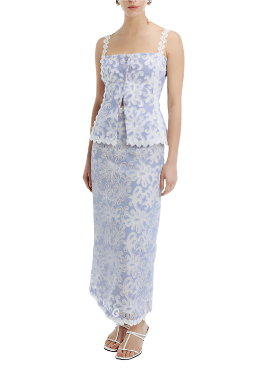Nina Maxi Skirt in Blue Waimari