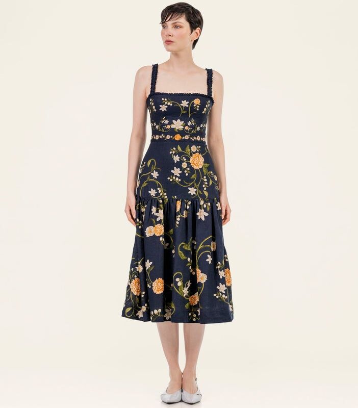 Nispero Valle Midi Dress Agua Bendita