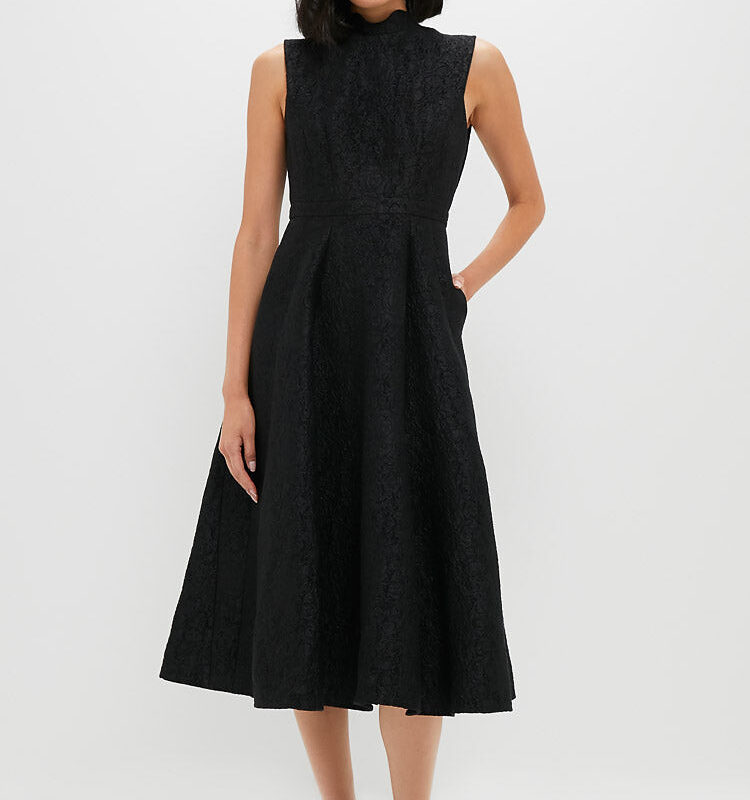 Noir Rose Flora Midi Dress Saloni