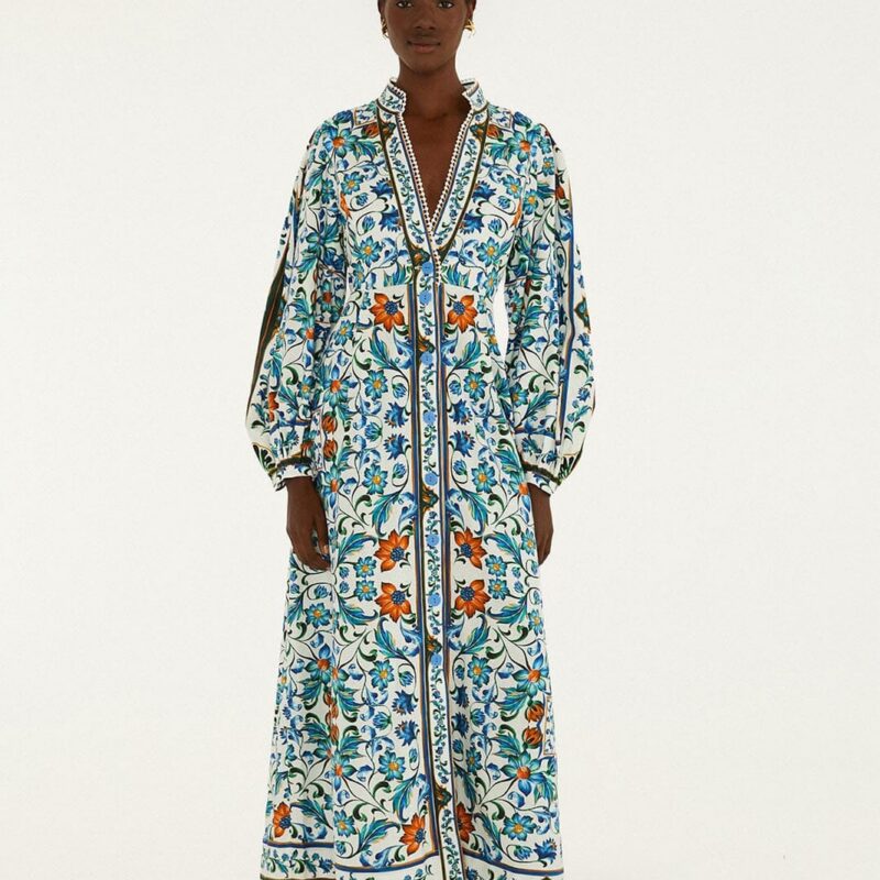 Off-White Flora Tile Maxi Dress FarmRio US