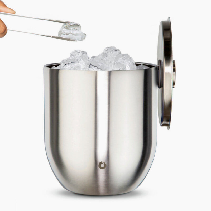 Original Stainless Steel Ice Bucket with Lid and Tongs Snowfox