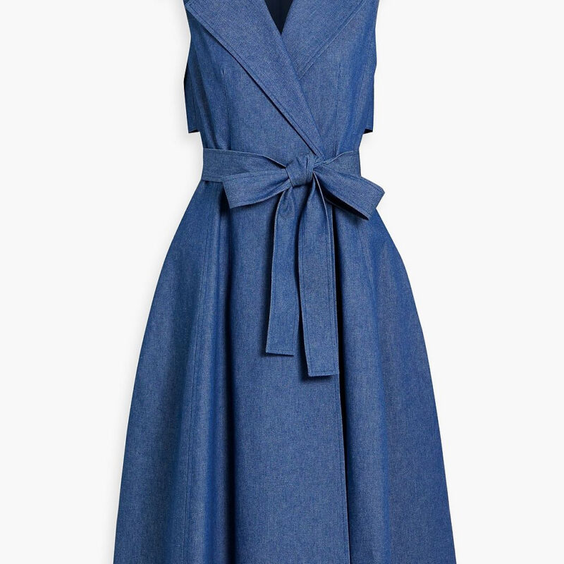 Oscar De La Renta Belted wrap denim dress The Outnet US & CA