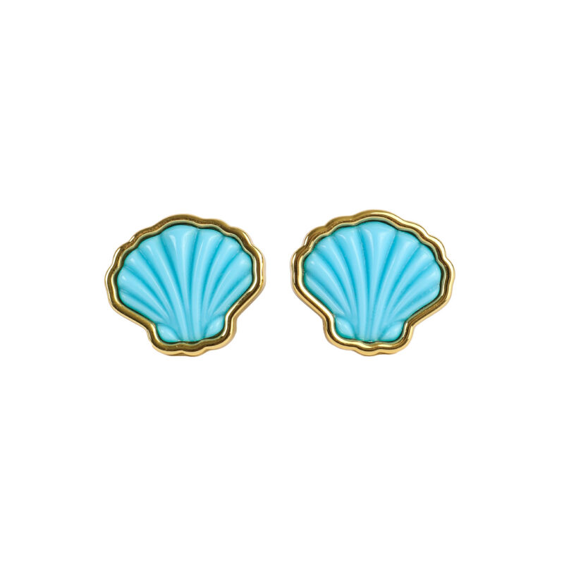 OTM Exclusive: Sankaty Scallop Stud Earrings in Turquoise ASHA by Ashley McCormick