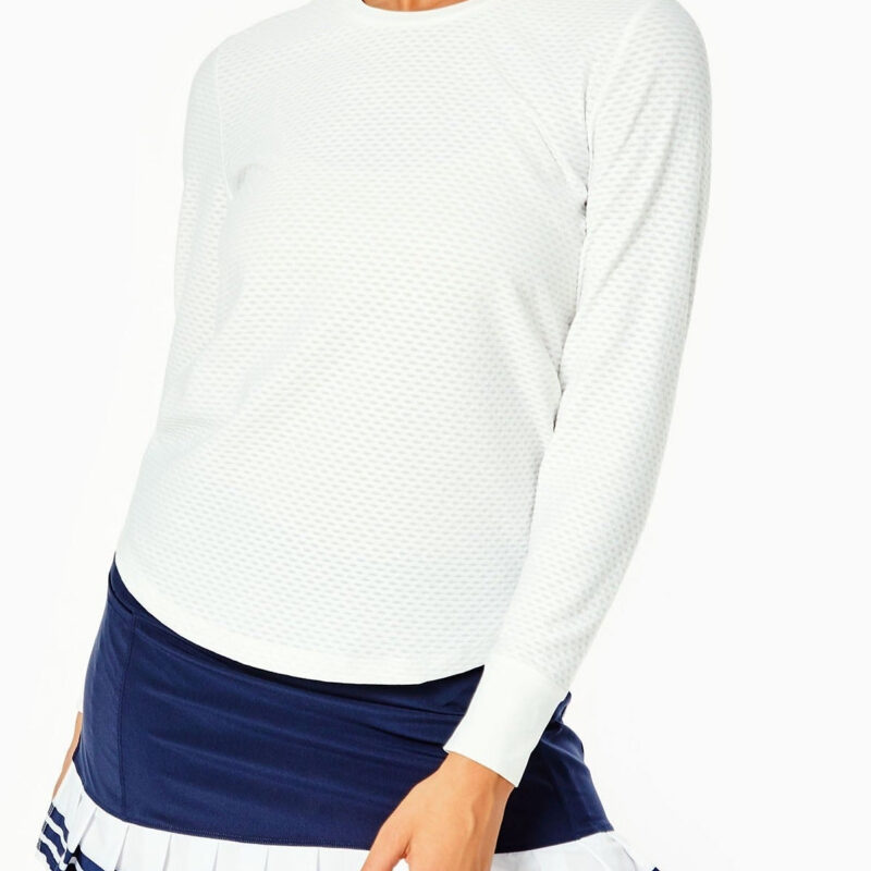Palmetto Long Sleeve Top in White Addison Bay