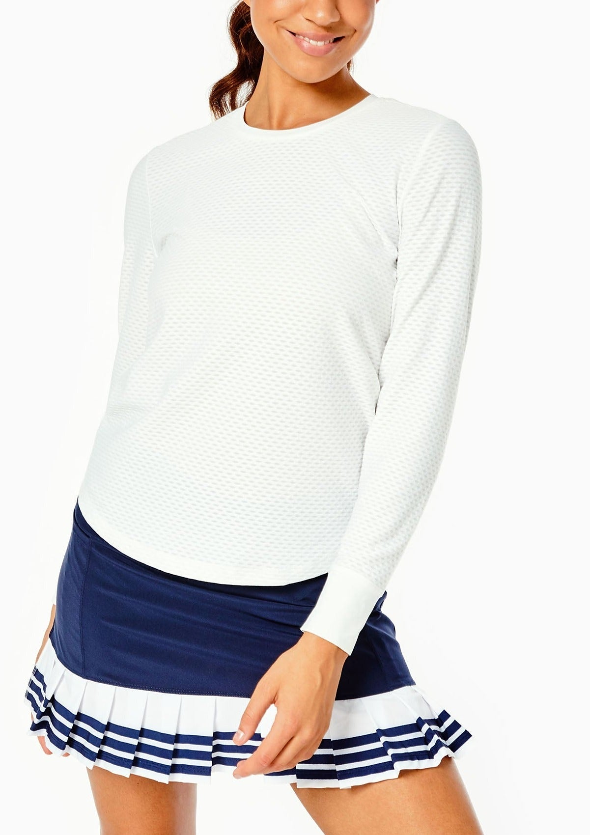 Palmetto Long Sleeve Top in White Addison Bay