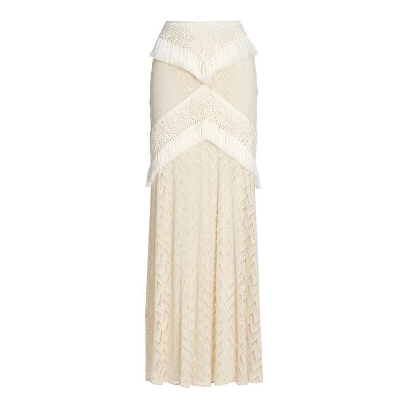 PATBO | Fringe & Lace Maxi Skirt