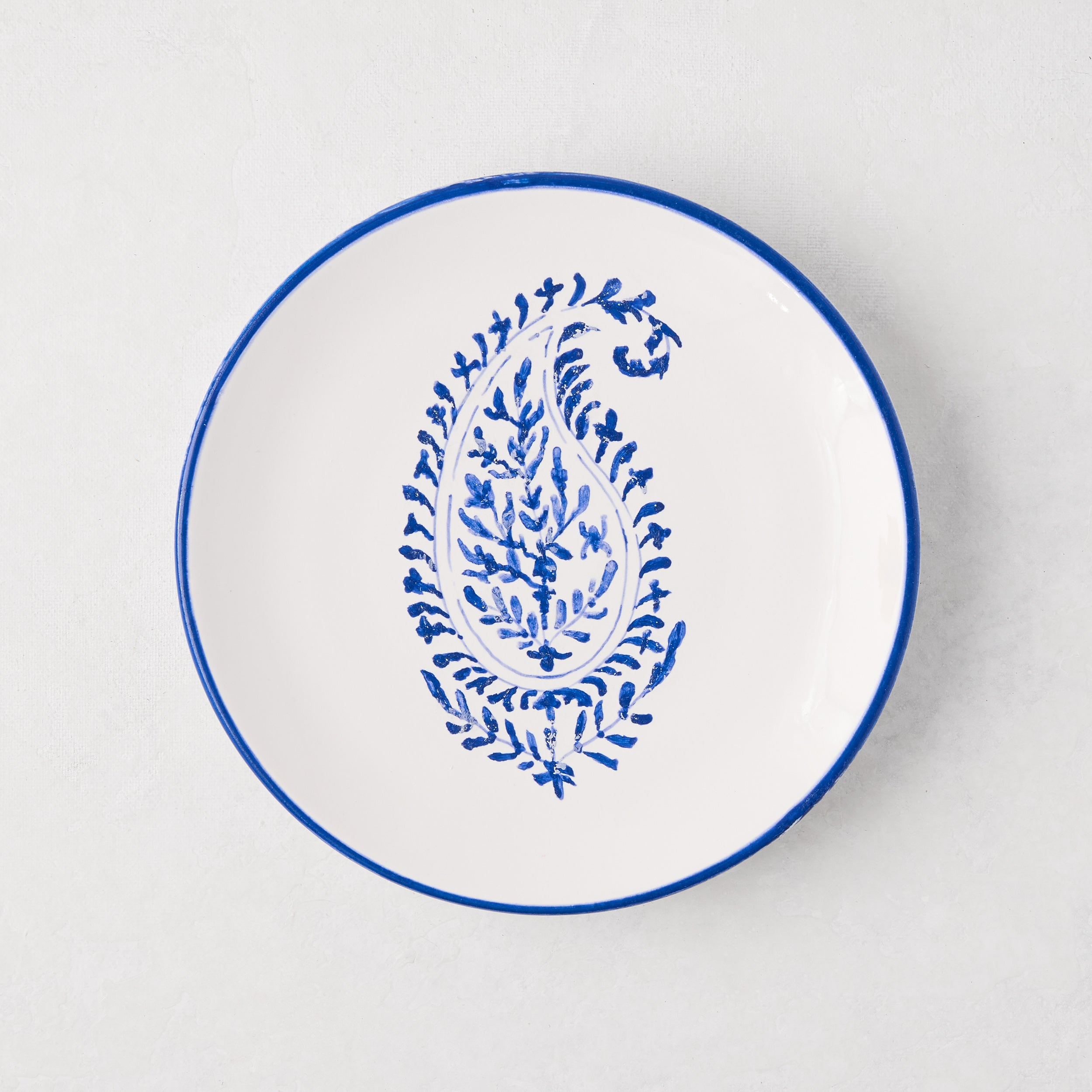 Peter Dunham + Hudson Grace Blue Hand-Painted Kashmir Paisley Appetizer Plate L Antica Deruta