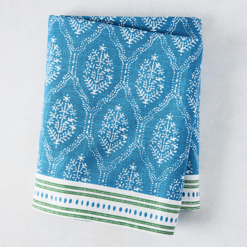 Peter Dunham + Hudson Grace Blue Jaali Printed Tablecloth Hafiz Exports