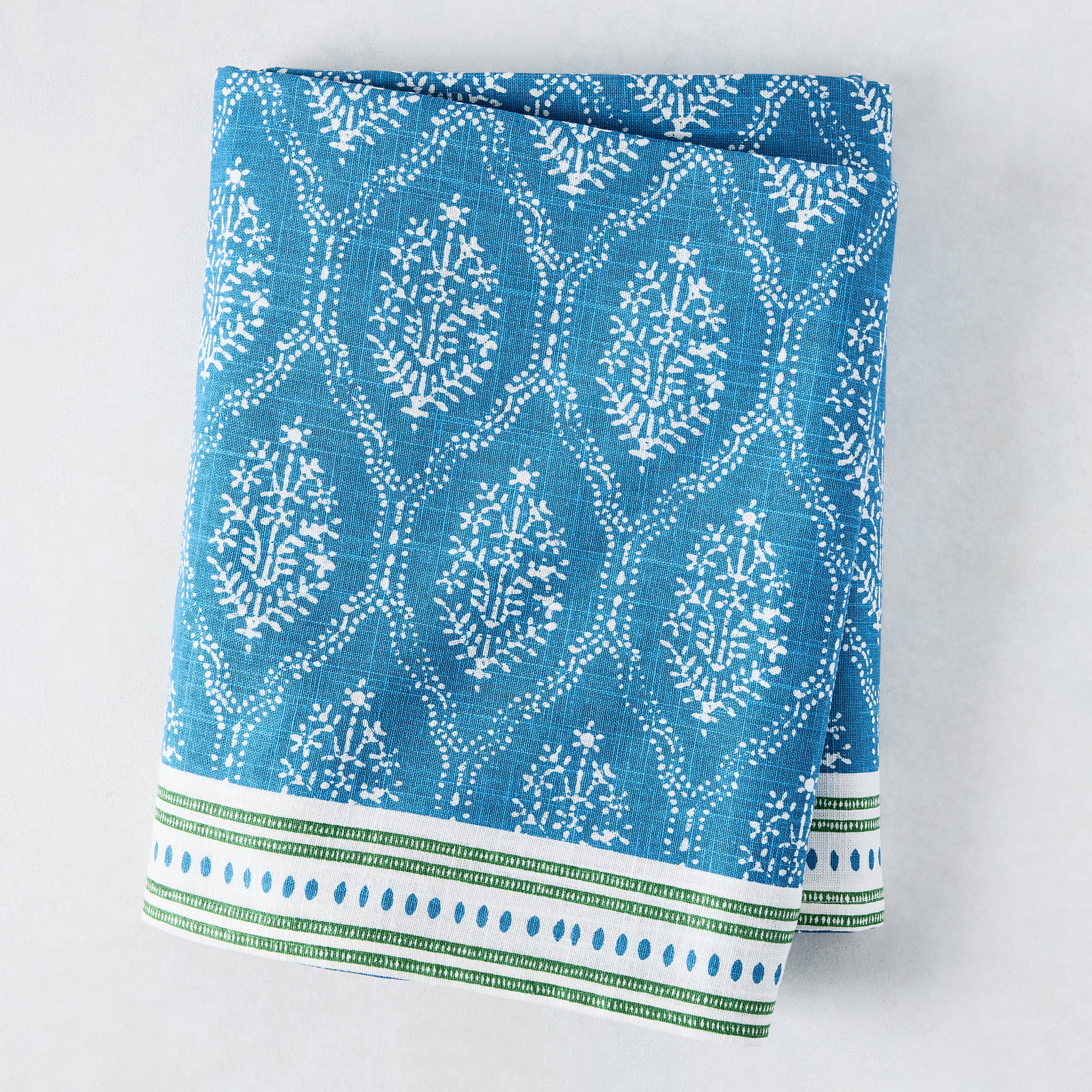 Peter Dunham + Hudson Grace Blue Jaali Printed Tablecloth Hafiz Exports