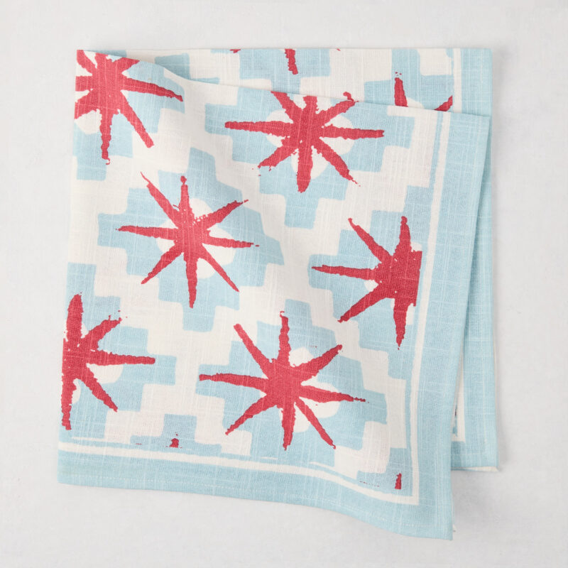Peter Dunham + Hudson Grace Blue Starburst Printed Napkin Hafiz Exports