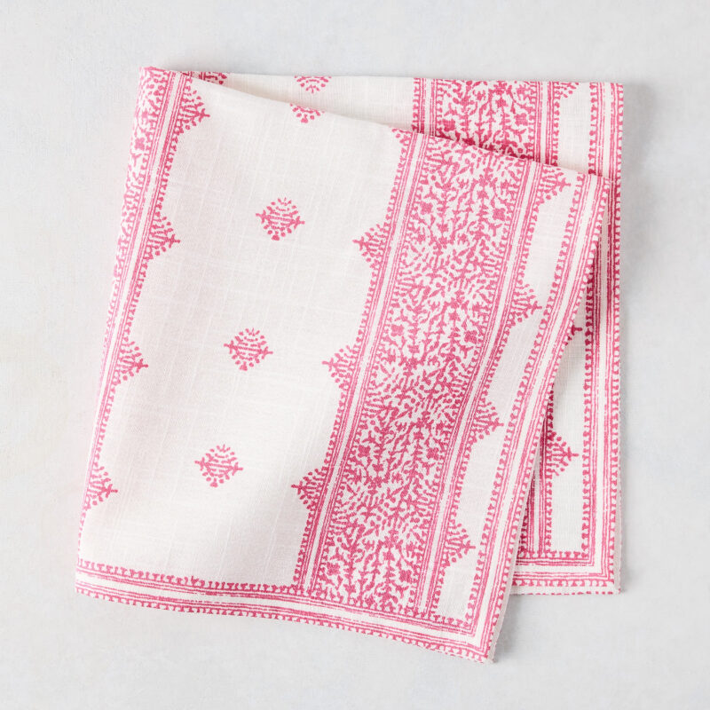 Peter Dunham + Hudson Grace Bright Pink Fez Stripe Printed Napkin Hafiz Exports