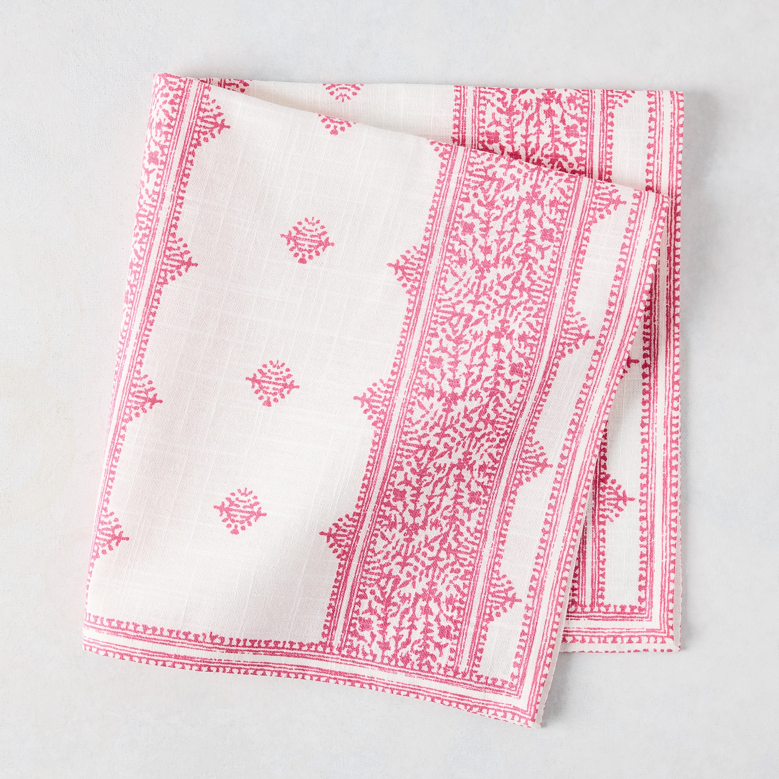 Peter Dunham + Hudson Grace Bright Pink Fez Stripe Printed Napkin Hafiz Exports