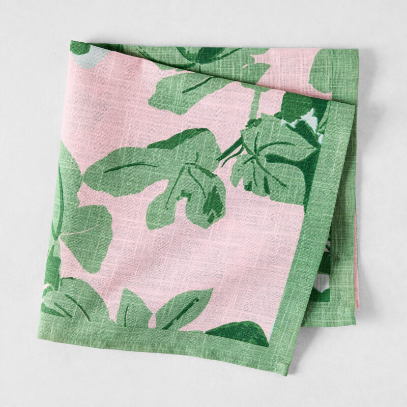 Peter Dunham + Hudson Grace Green Fig Leaf Printed Pale Pink Napkin Hafiz Exports
