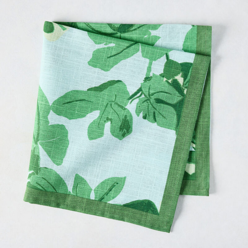 Peter Dunham + Hudson Grace Green Fig Leaf Printed Pale Blue Napkin Hafiz Exports