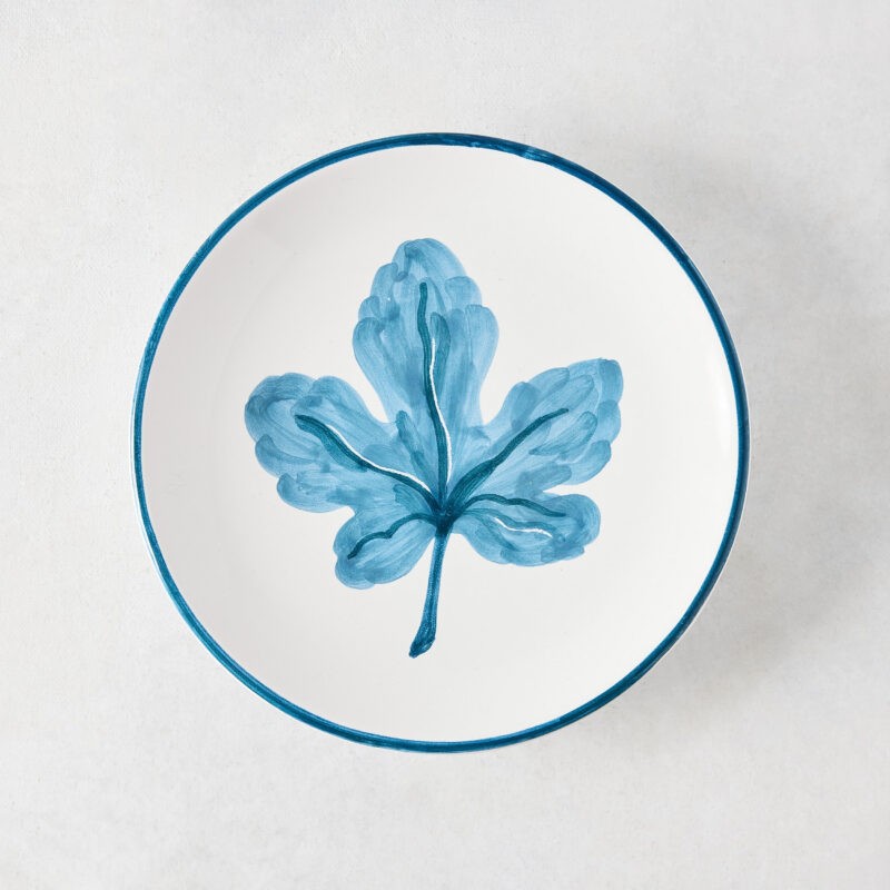 Peter Dunham + Hudson Grace Hand-Painted Blue Fig Leaf Appetizer Plate L Antica Deruta