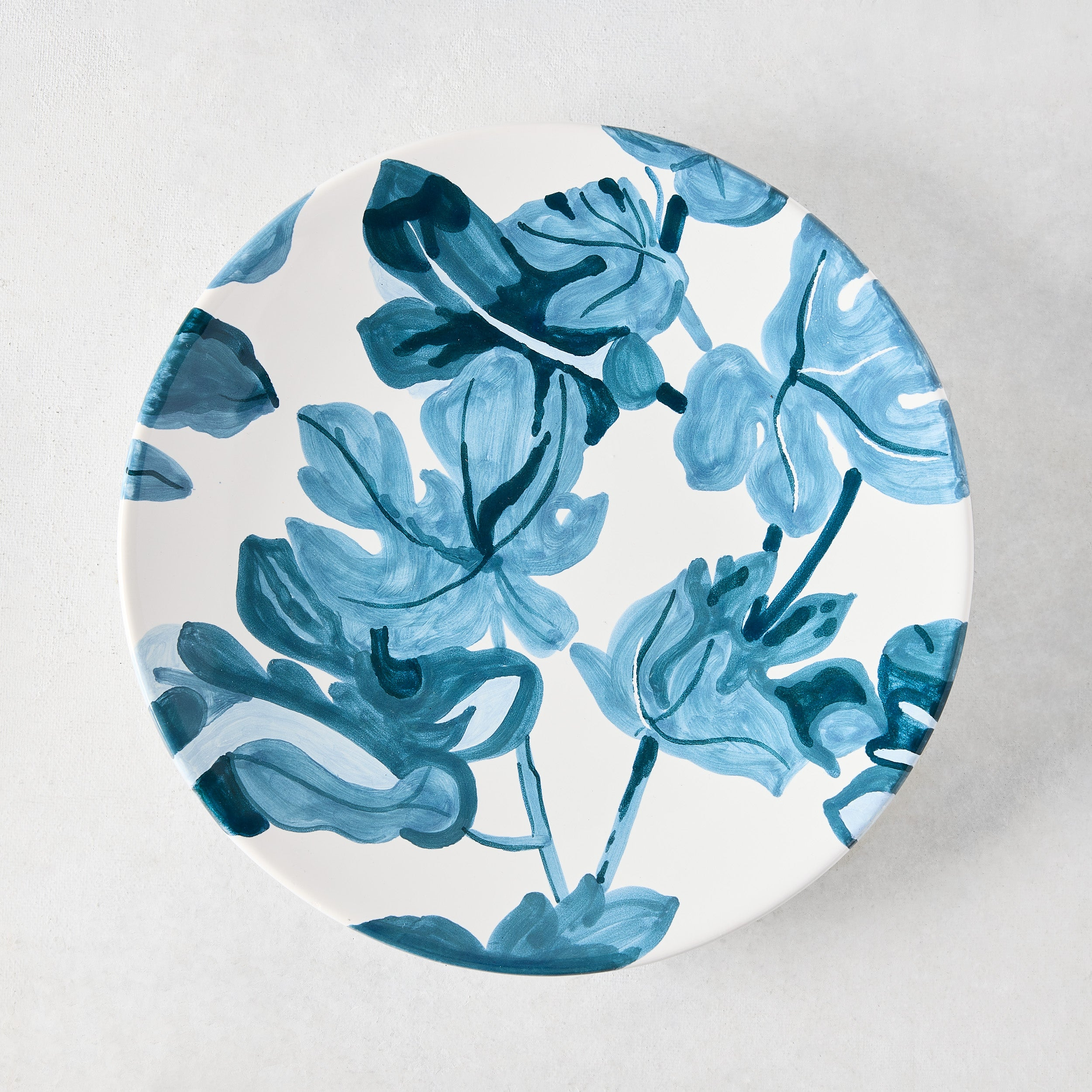 Peter Dunham + Hudson Grace Hand-Painted Blue Fig Leaf White Salad Plate L Antica Deruta