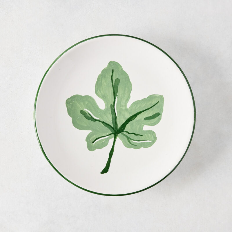 Peter Dunham + Hudson Grace Hand-Painted Green Fig Leaf Appetizer Plate L Antica Deruta