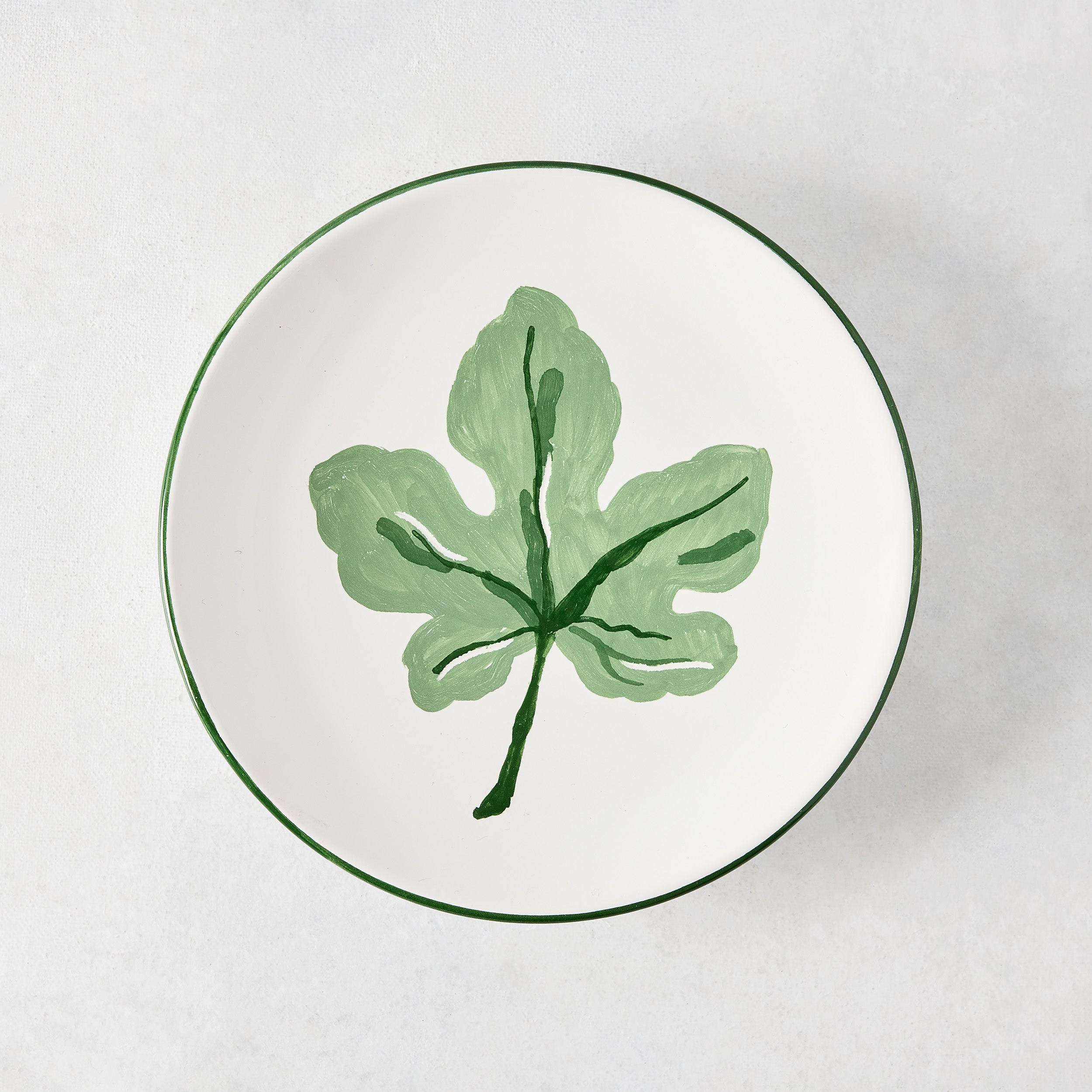 Peter Dunham + Hudson Grace Hand-Painted Green Fig Leaf Appetizer Plate L Antica Deruta