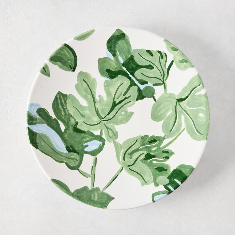 Peter Dunham + Hudson Grace Hand-Painted Green Fig Leaf White Salad Plate L Antica Deruta
