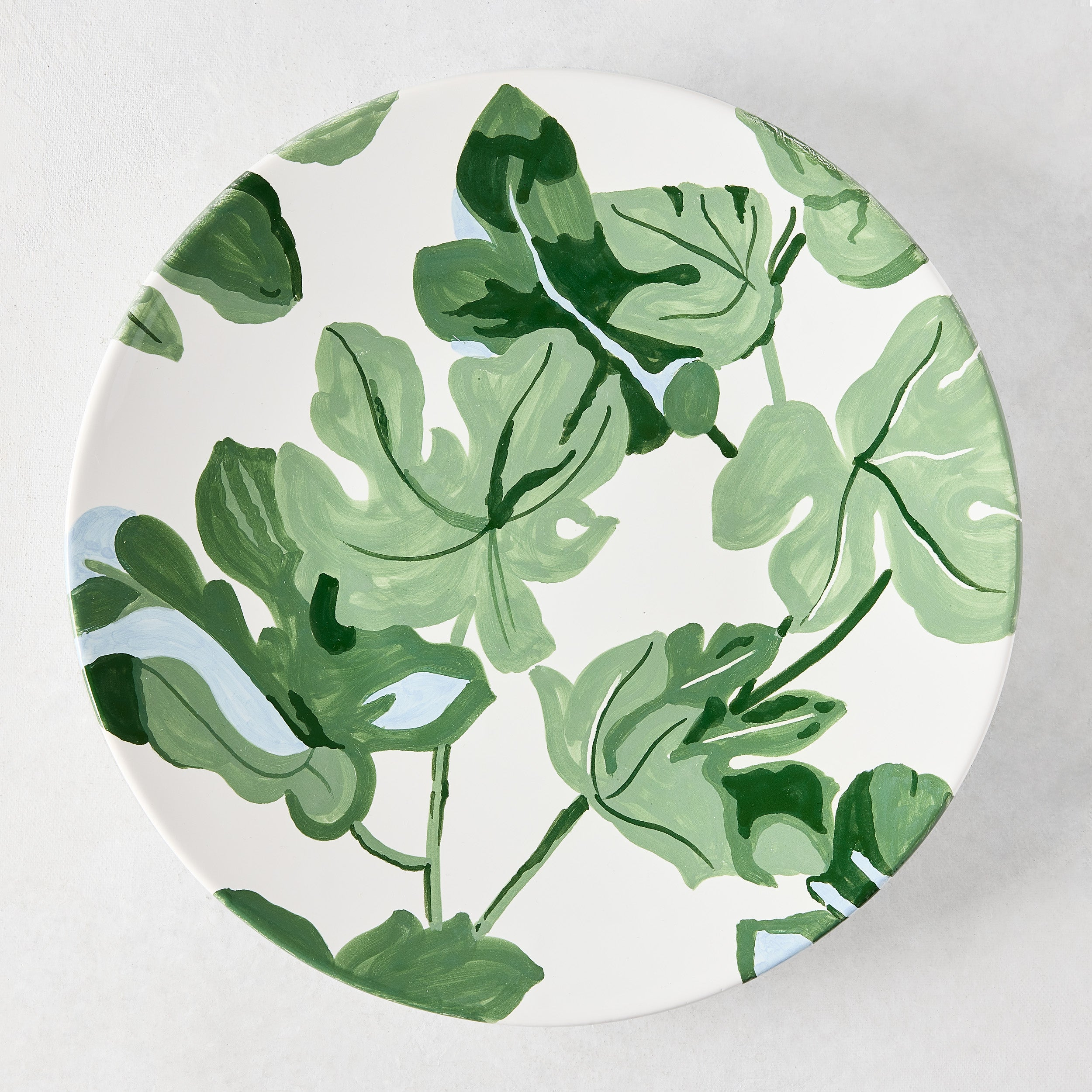 Peter Dunham + Hudson Grace Hand-Painted Green Fig Leaf Dinner Plate L Antica Deruta