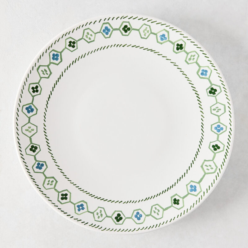 Peter Dunham + Hudson Grace Hand-Painted Green Oona Border Dinner Plate L Antica Deruta
