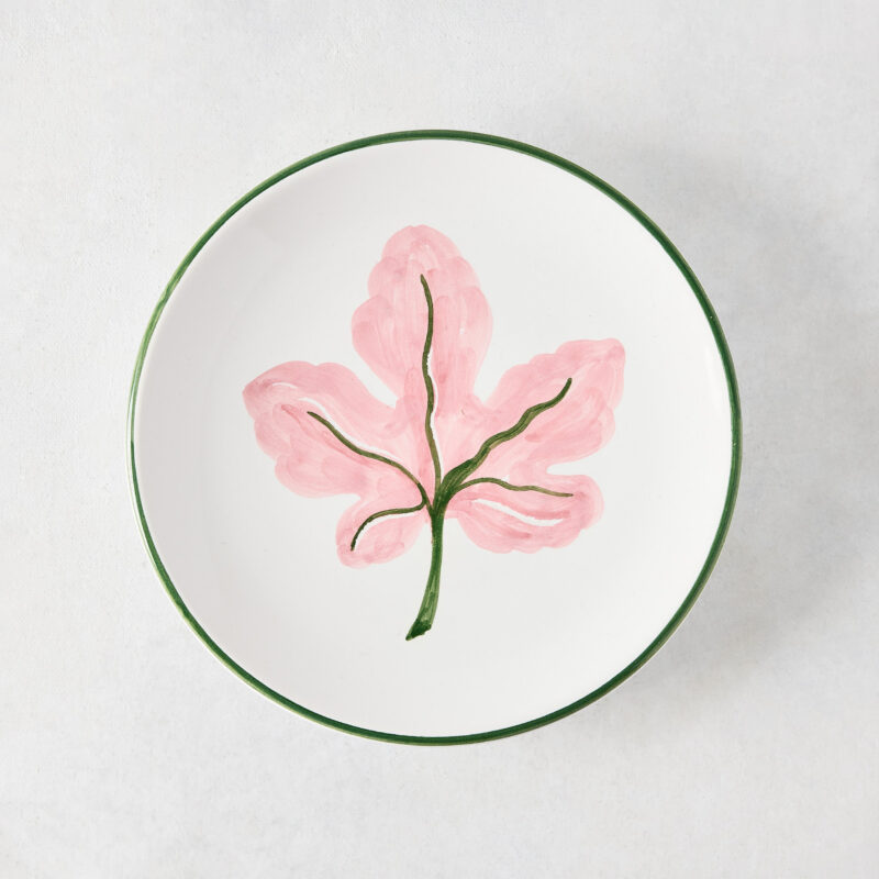 Peter Dunham + Hudson Grace Hand-Painted Pink Fig Leaf Appetizer Plate L Antica Deruta