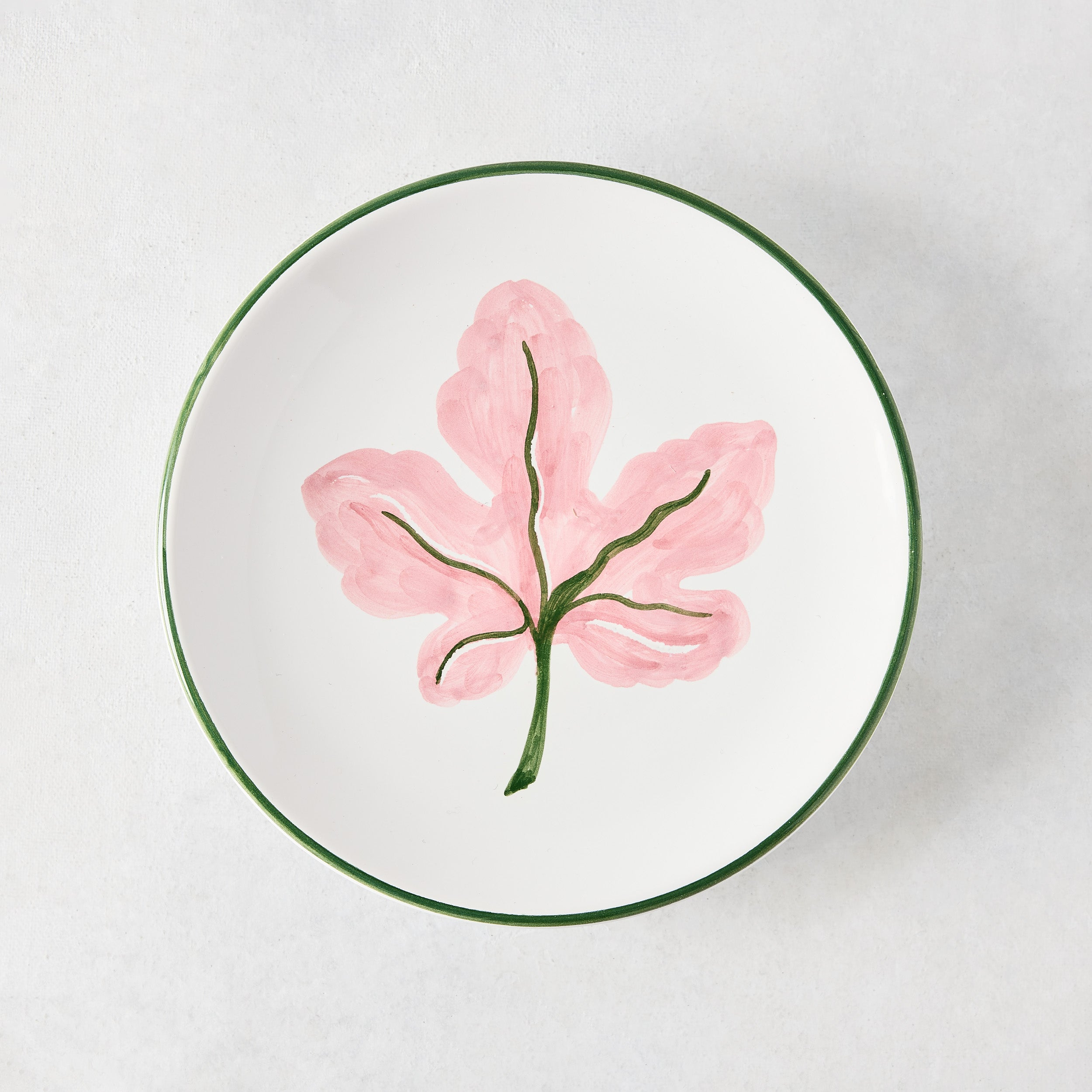 Peter Dunham + Hudson Grace Hand-Painted Pink Fig Leaf Appetizer Plate L Antica Deruta