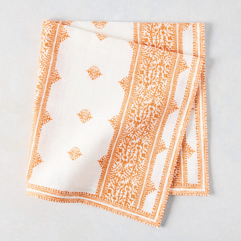 Peter Dunham + Hudson Grace Orange Fez Stripe Printed Napkin Hafiz Exports
