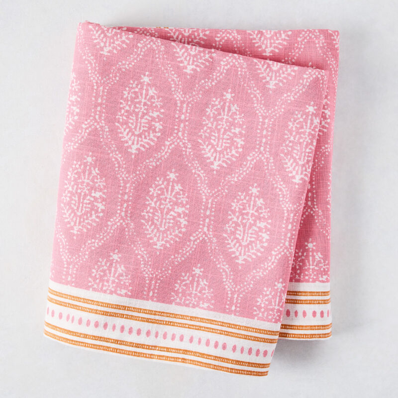 Peter Dunham + Hudson Grace Pink Jaali Printed Tablecloth Hafiz Exports