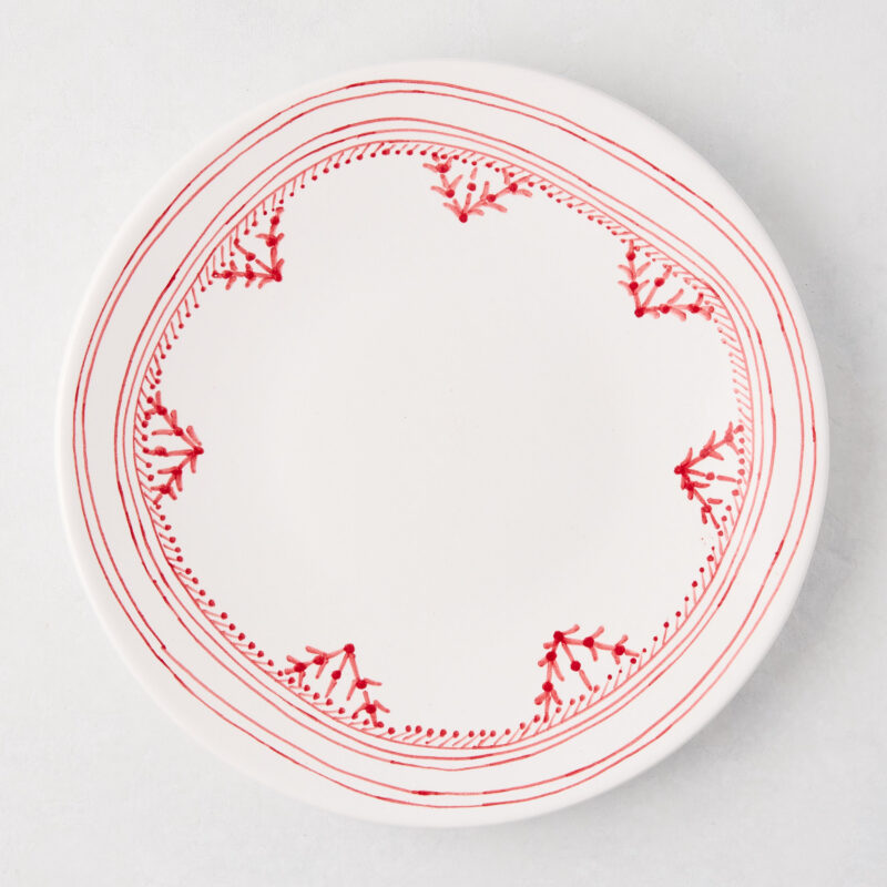 Peter Dunham + Hudson Grace Red Fez Hand-Painted Border Dinner Plate L Antica Deruta