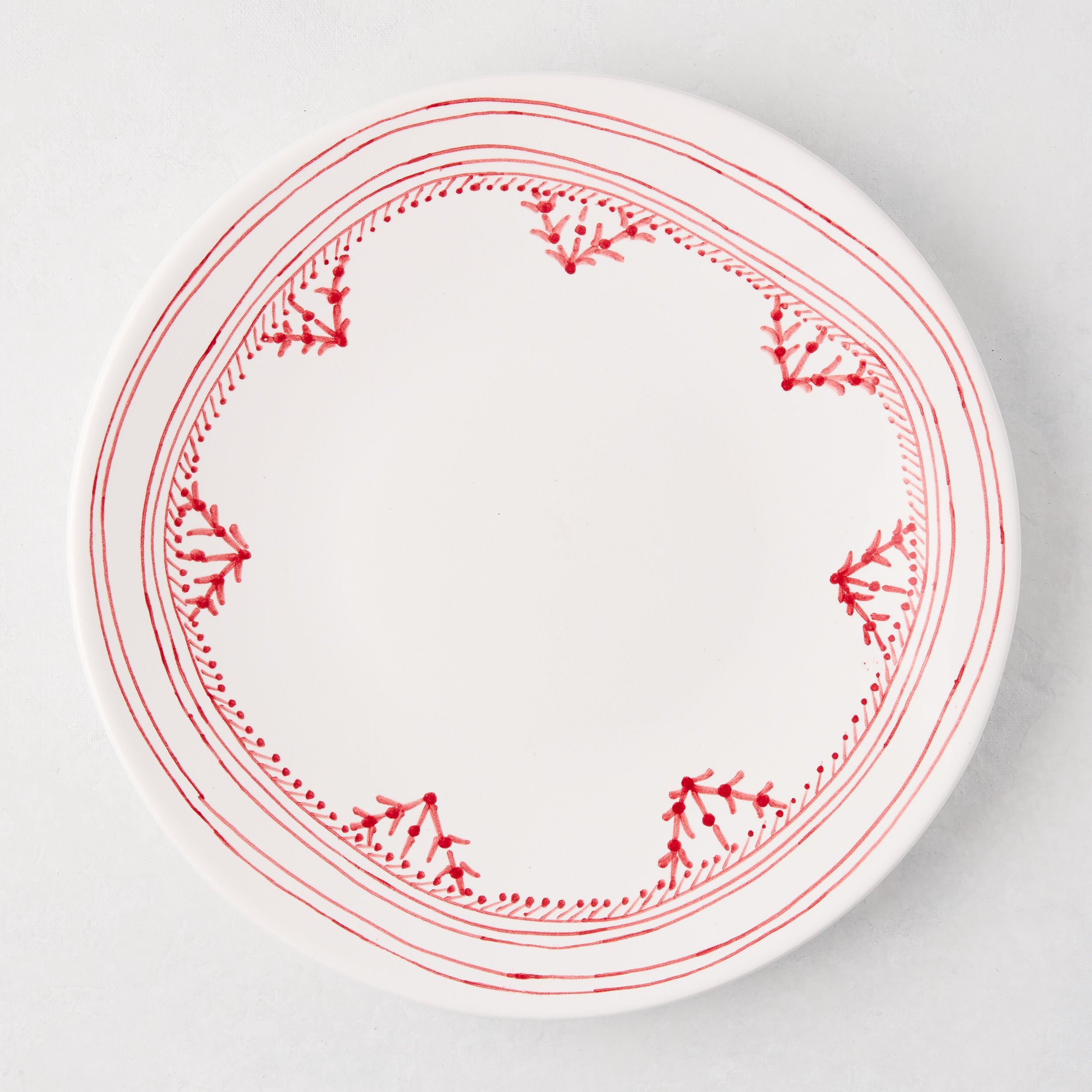 Peter Dunham + Hudson Grace Red Fez Hand-Painted Border Dinner Plate L Antica Deruta