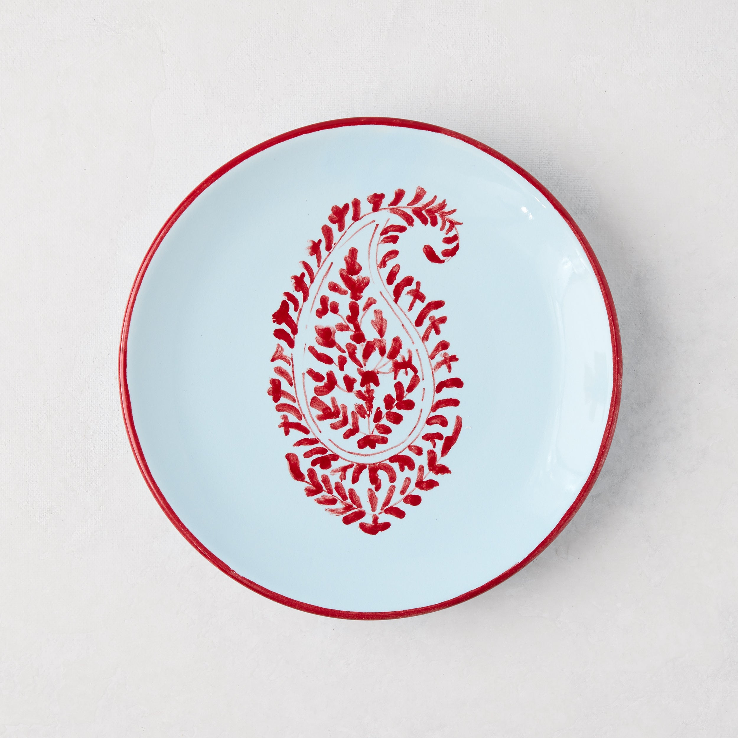 Peter Dunham + Hudson Grace Red Hand-Painted Kashmir Paisley Appetizer Plate L Antica Deruta