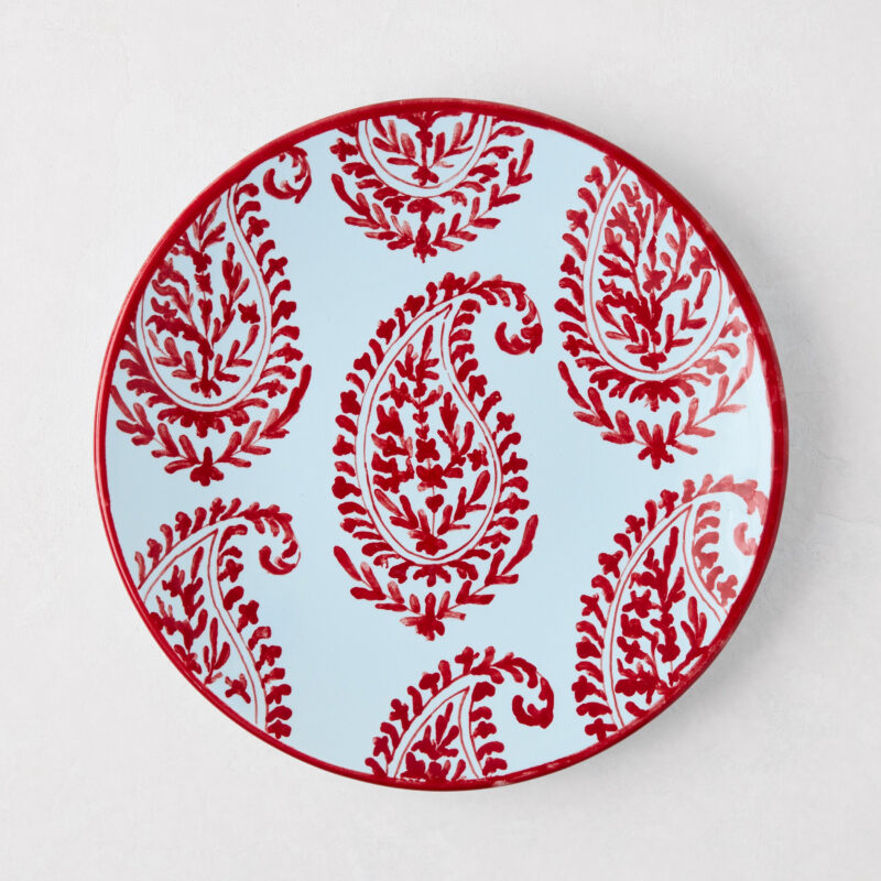 Peter Dunham + Hudson Grace Red Kashmir Hand-Painted Paisley Salad Plate L Antica Deruta