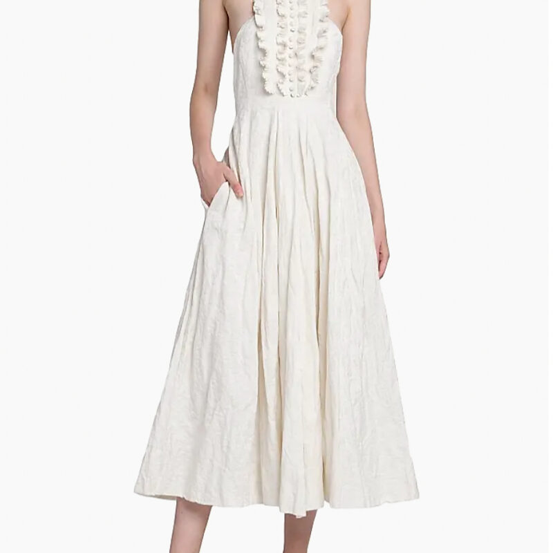 Philosophy di Lorenzo Serafini Inox Cotton Jacquard Halter Dress