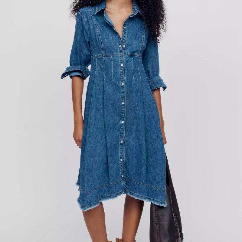 Pilcro Denim Waisted Midi Shirtdress