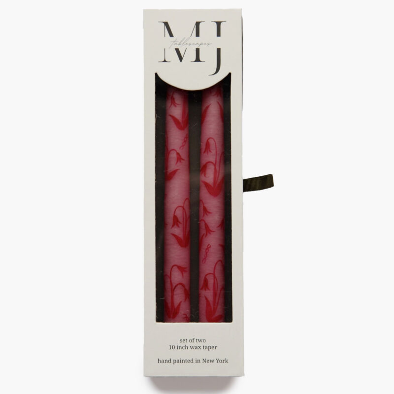 Pink Lily of the Valley Hand Painted Taper Candles (Set of 2) MJ Tablescapes
