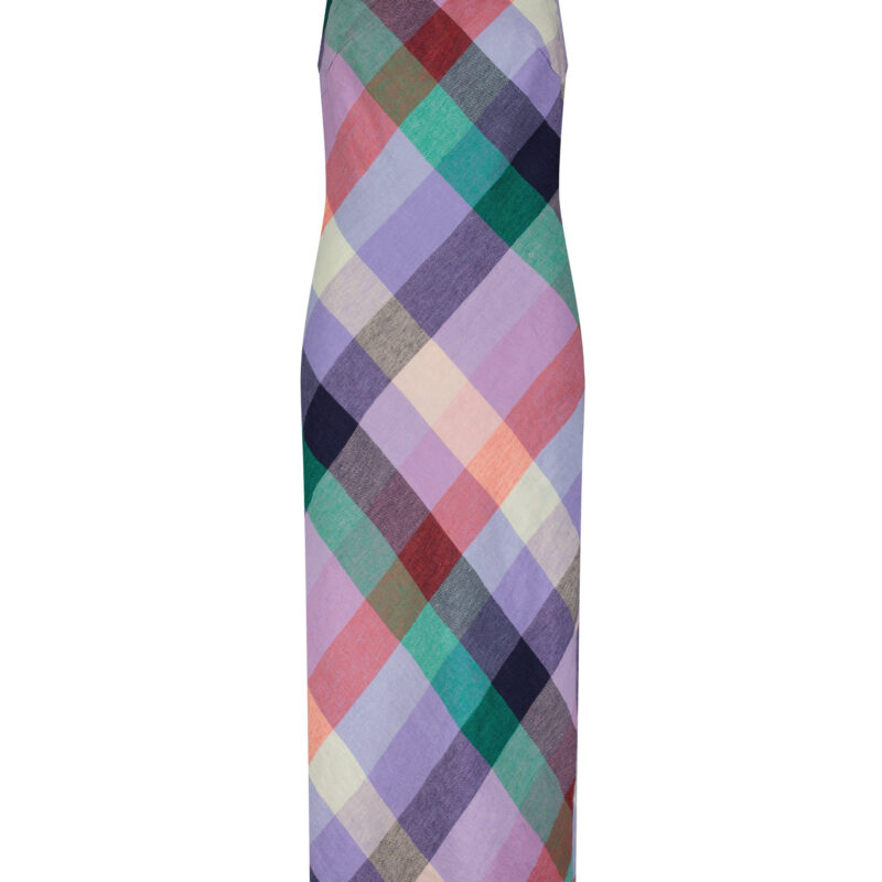Plaid Linen Midi Dress in Lavender Multi Lela Rose