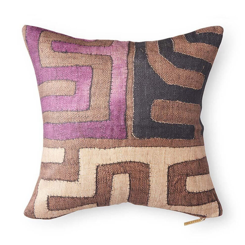 Plum Patchwork Kuba Cloth Pillow St. Frank