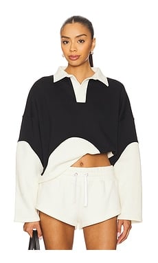 Port de Bras Wave Sofia Sweater in Black & Chantilly from Revolve.com