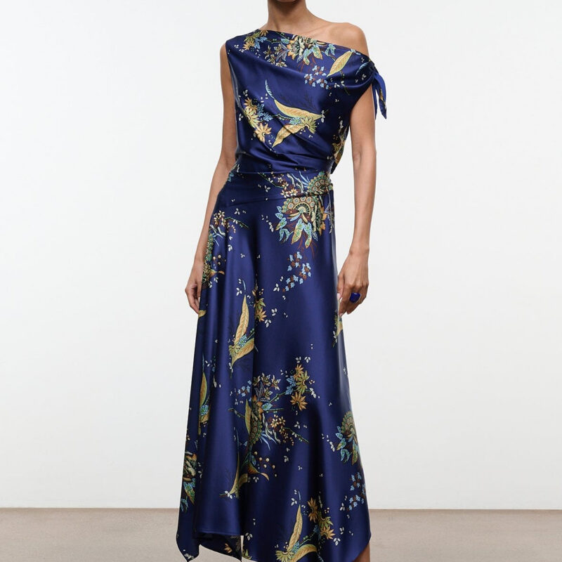PORTIA SILK DRESS | TAPESTRY MIDNIGHT Staud