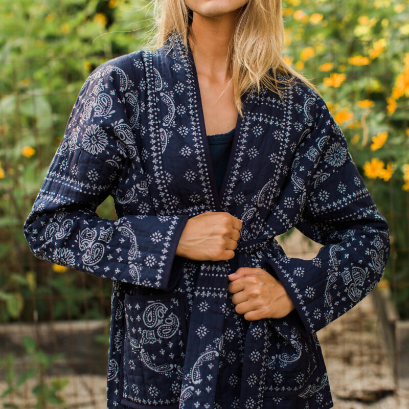 PRE-ORDER Quilted Cotton Jacket - Navy Bandana Marea