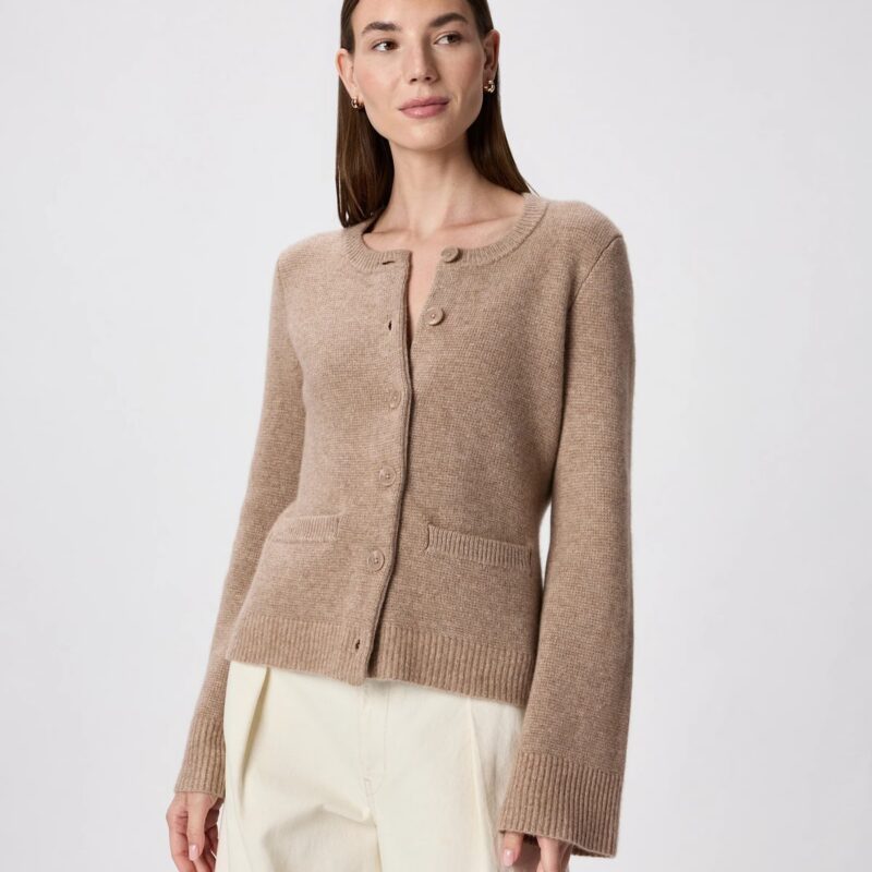 Quince | Women's Mongolian Cashmere Structured Cardigan Sweater in Brown, Size XL